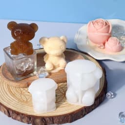 image-Silicone Mold Bear Shape Ice Cube Maker Chocolate Cake Mould Candy Dough Mold For Coffee Milk Tea Fondant Whiskey Ice Mold