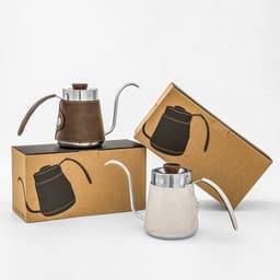 image-304 Stainless Steel Hand Made Coffee Maker Household Hanging Ear Narrow Mouth Coffeepot Leather Anti-scald Hand Wash Pot