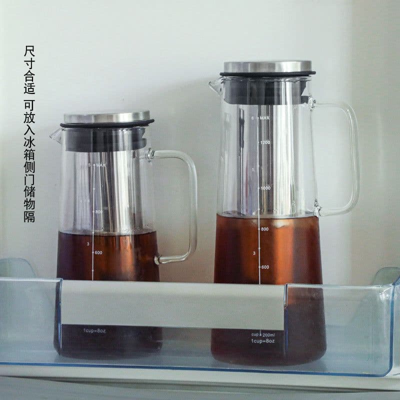 image-Pour-over Brew Pitcher Household Filter Cup Cold Brew Tea Pot Ice Drip Coffee Maker Glass Pot