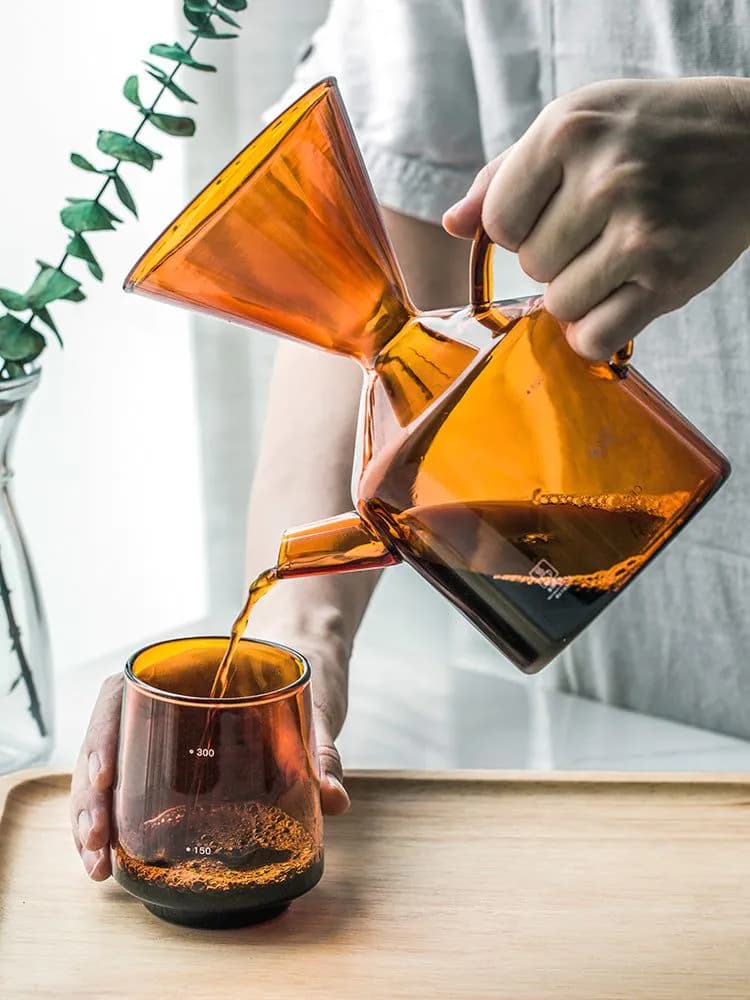 image-Household Glass All-in-one Pour-over Coffee Maker Set