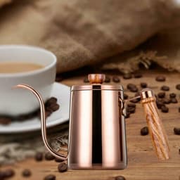 image-Thickened 304 Stainless Steel Wooden Handle Hand Brew Coffee Maker