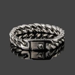 image-Retro Men's Titanium Steel Bracelets - Geometric Style, Steel Color, 19.5cm