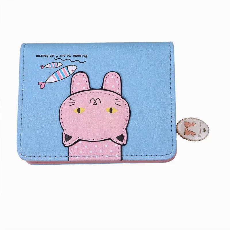 image-Women Cartoon Cat Zipper Wallet Coin Purse Student Print