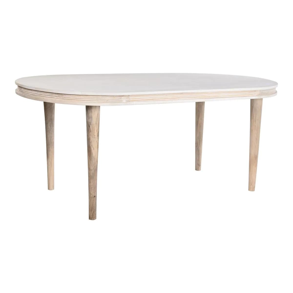 image-Dining Table DKD Home Decor White Golden Brass Mango wood 180 x 90 x 76 cm