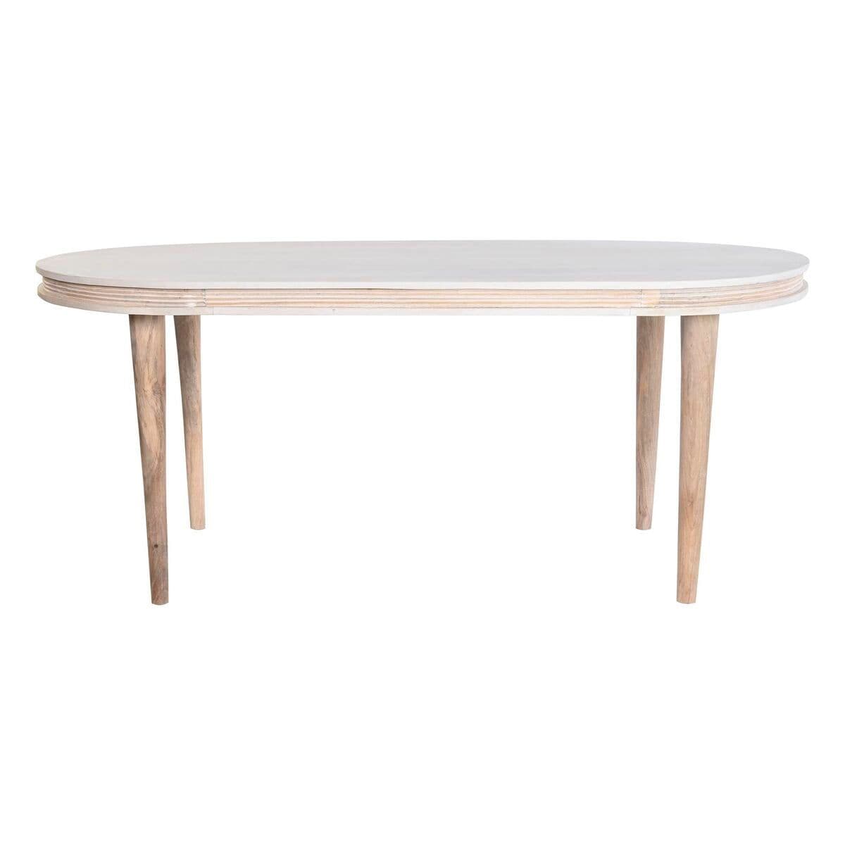 image-Dining Table DKD Home Decor White Golden Brass Mango wood 180 x 90 x 76 cm