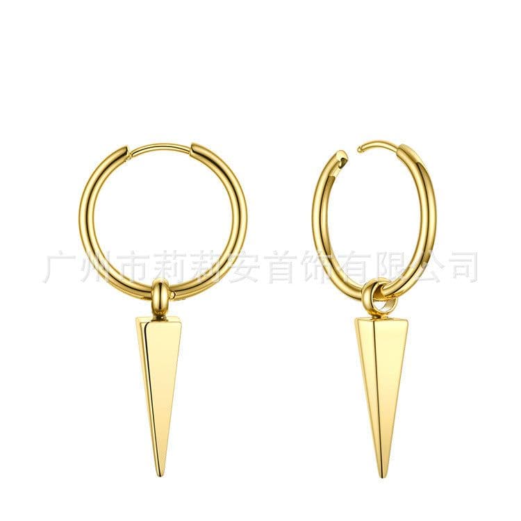image-High Quality 18K Gold Plated Titanium Steel Pyramid Earrings E201154