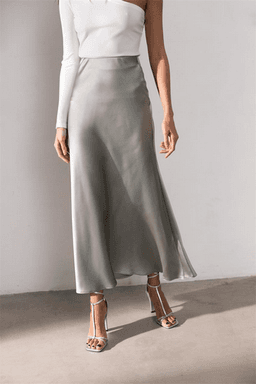 image-QY21083 high waist satin temperament long skirt women European and American new style fashion drape slim and thin skirt with hips