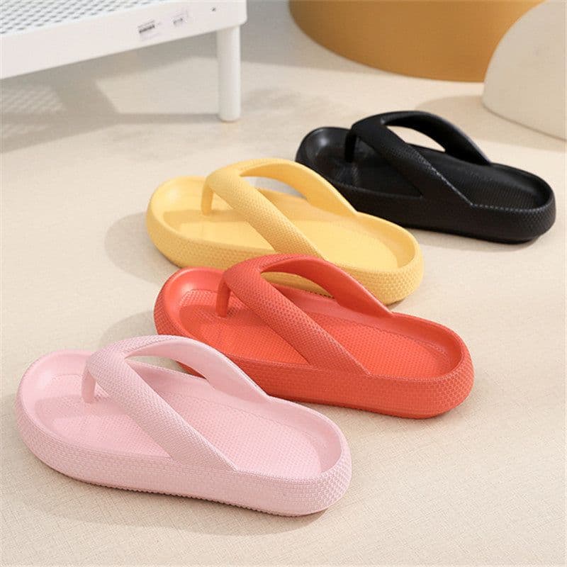 image-New flip-flops clip-on non-slip outdoor flat-bottom soft-bottom bathroom couples wear sandals and slippers casual thick-soled sandals