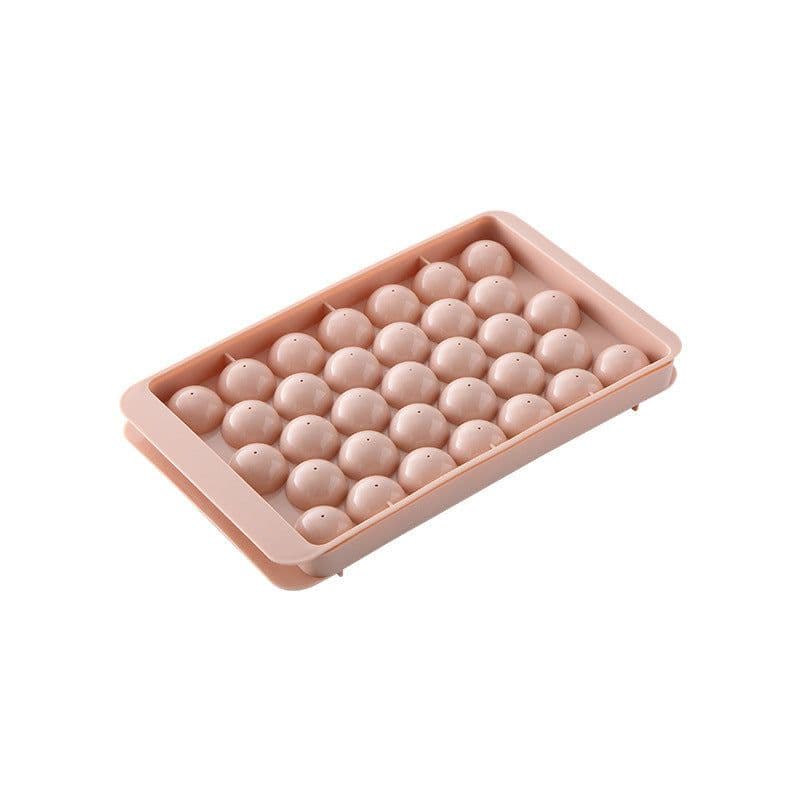 image-With lid round ball ice box household plastic ice cube mold refrigerator ice ball mold ice box round ice mold ice box
