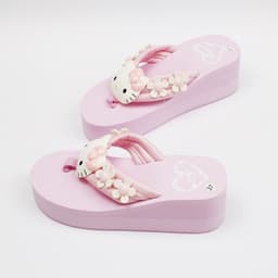image-2016 new simple KT cat cartoon FM pink pine high sandals and slippers wedge heel clip foot thick bottom non-slip slippers women