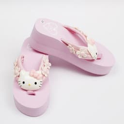 image-2016 new simple KT cat cartoon FM pink pine high sandals and slippers wedge heel clip foot thick bottom non-slip slippers women