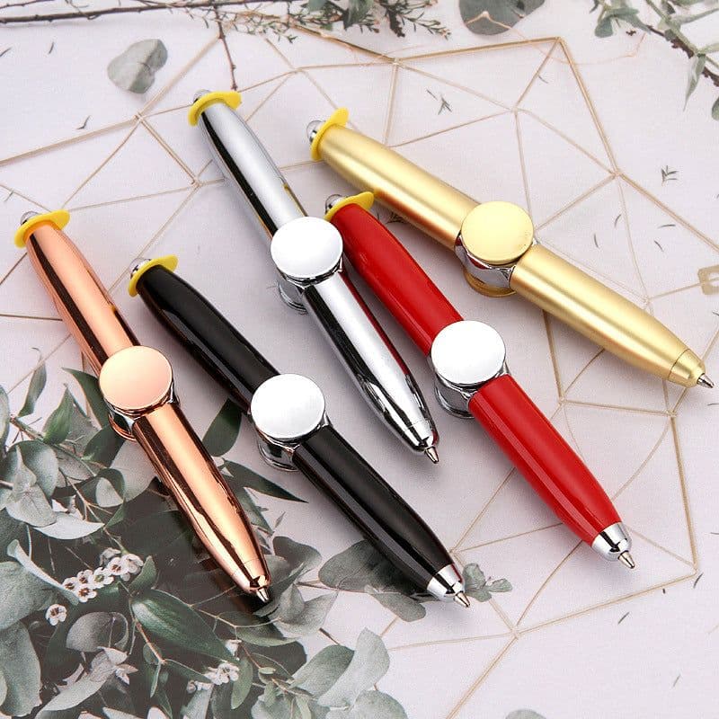 image-Multifunctional ballpoint pen Gyro ballpoint pen rotating luminous metal pen custom LED luminous new creative pen