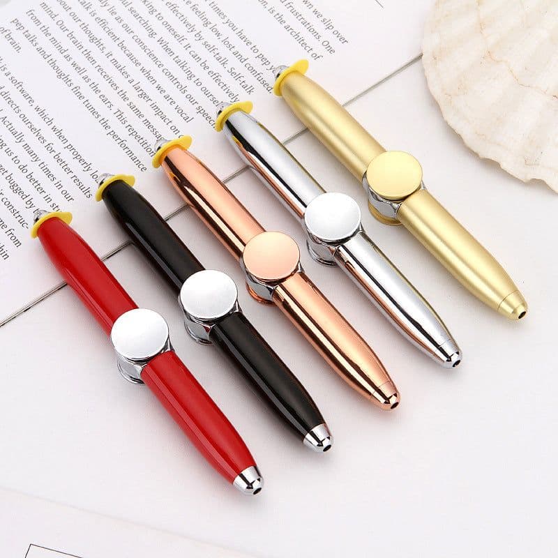 image-Multifunctional ballpoint pen Gyro ballpoint pen rotating luminous metal pen custom LED luminous new creative pen