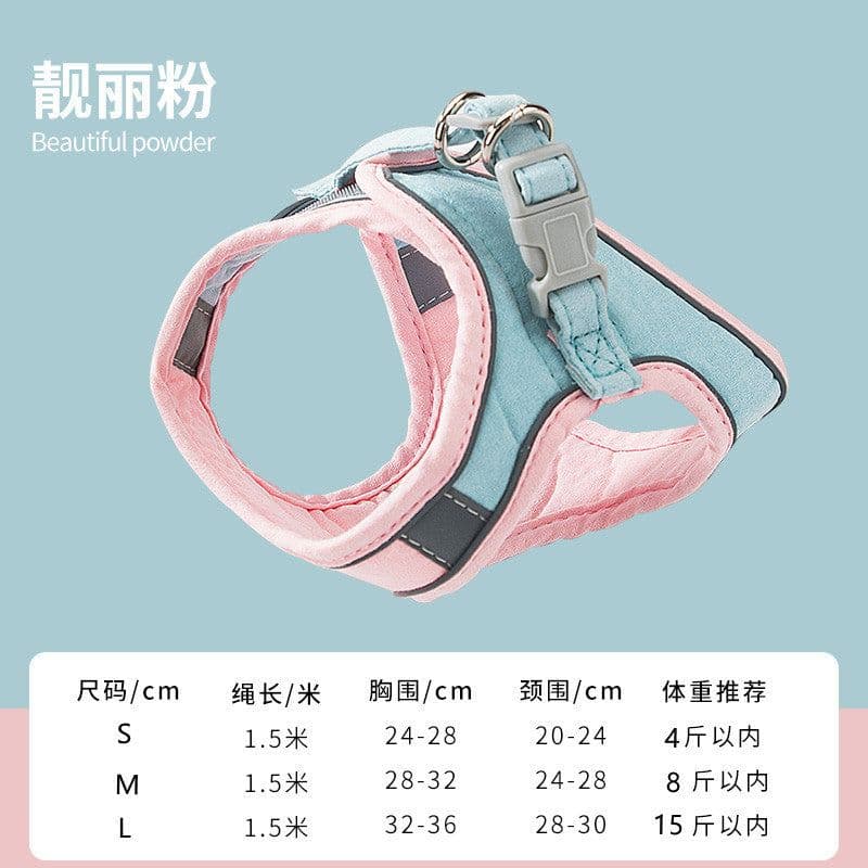 image-Pet traction rope chest strap cat dog traction vest type reflective anti-breakaway cat traction pet supplies