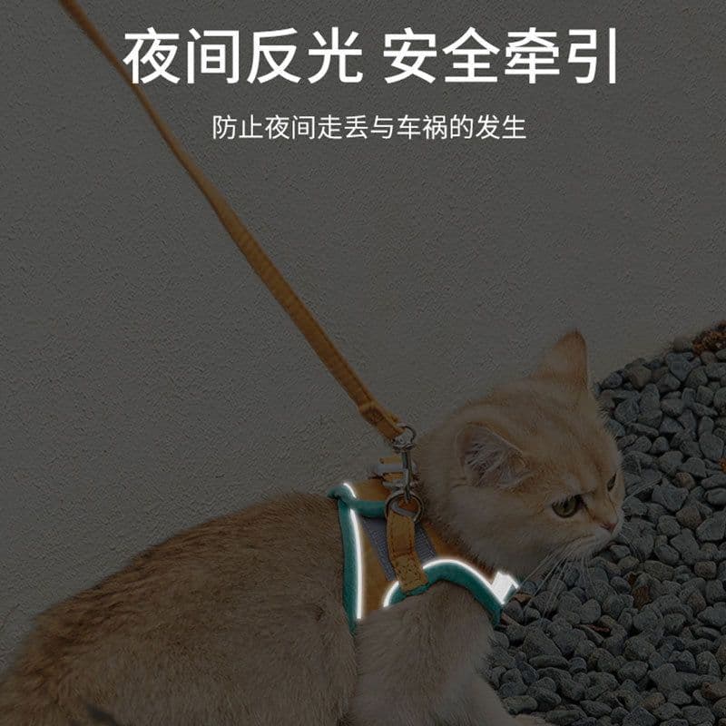 image-Pet traction rope chest strap cat dog traction vest type reflective anti-breakaway cat traction pet supplies