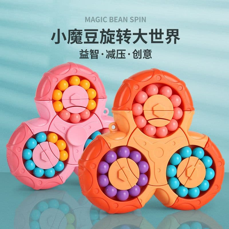 image-Cross-border two-in-one six-sided rotating and interoperable magic bean Rubik's cube fingertip gyro fingertip Rubik's cube control Rubik's cube toy