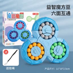 image-Cross-border two-in-one six-sided rotating and interoperable magic bean Rubik's cube fingertip gyro fingertip Rubik's cube control Rubik's cube toy