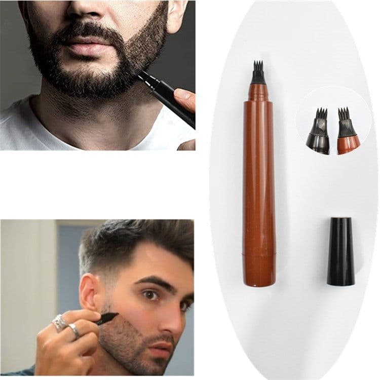 image-New four-pronged beard pen men's beard tracing pen filling pen beard pencil can be customized logo