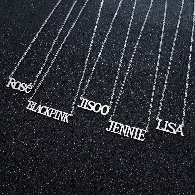 image-BLACKPINK combination LISA ROSE JENNIE JISOO letter necklace stainless steel collarbone necklace