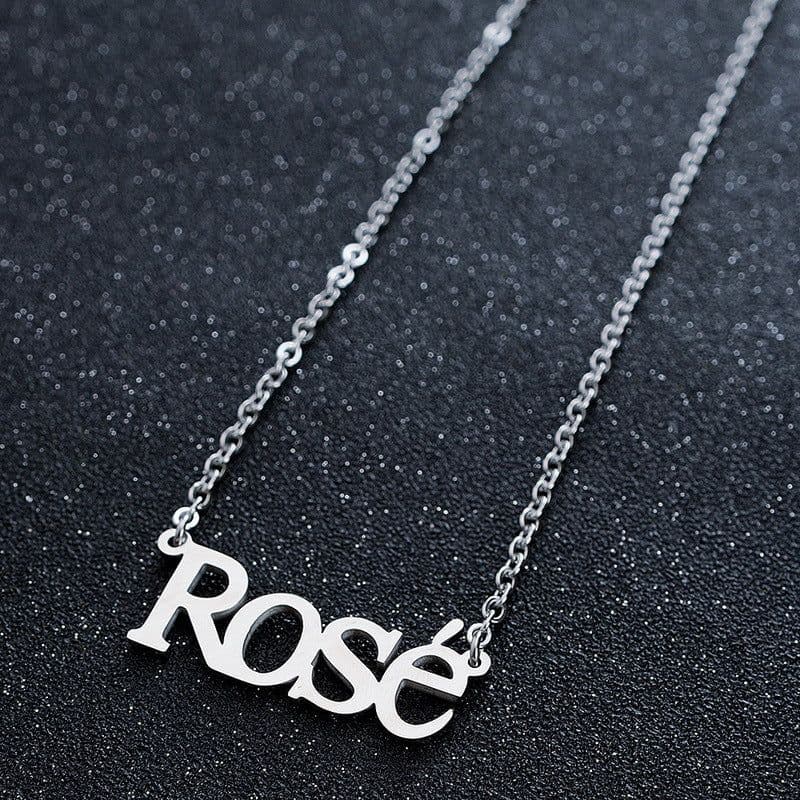 image-BLACKPINK combination LISA ROSE JENNIE JISOO letter necklace stainless steel collarbone necklace