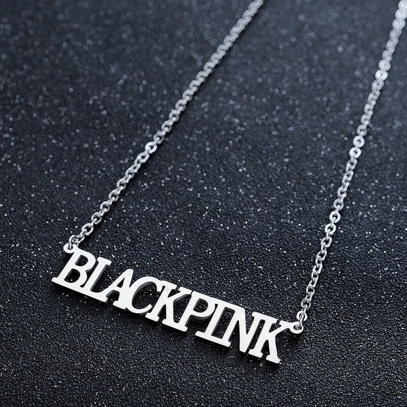 image-BLACKPINK combination LISA ROSE JENNIE JISOO letter necklace stainless steel collarbone necklace