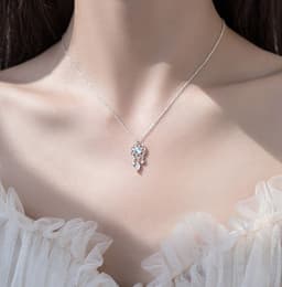 image-925 silver necklace female ins indifferent moonstone dream catcher element light luxury temperament niche clavicle chain tassel pendant