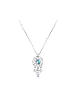 image-925 silver necklace female ins indifferent moonstone dream catcher element light luxury temperament niche clavicle chain tassel pendant