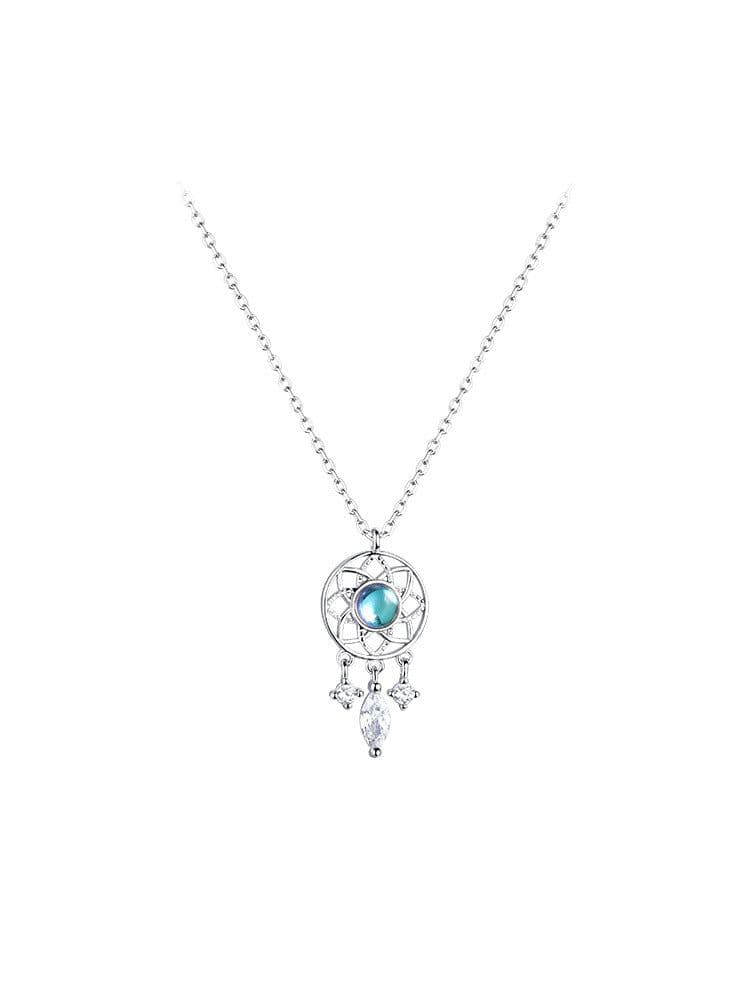 image-925 silver necklace female ins indifferent moonstone dream catcher element light luxury temperament niche clavicle chain tassel pendant