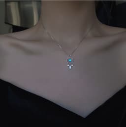 image-925 silver necklace female ins indifferent moonstone dream catcher element light luxury temperament niche clavicle chain tassel pendant