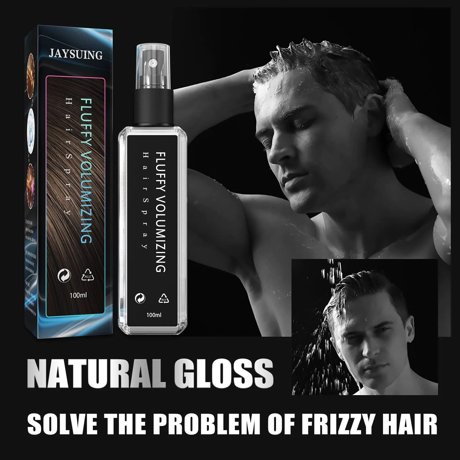 image-Jaysuing Hair Styling Spray Moisturizing and Styling Long-lasting Curly Hair Styling Hairspray Hairstyle Fluffy Gel Water