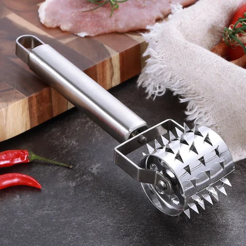image-One piece of meat looser stainless steel loose meat hammer steak hammer rolling tender meat meat punching hole piercing device baking