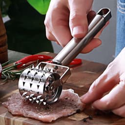 image-One piece of meat looser stainless steel loose meat hammer steak hammer rolling tender meat meat punching hole piercing device baking