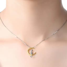image-Japanese and Korean version of the gold-plated pet moon cat necklace female collarbone chain Sen simple personality jewelry