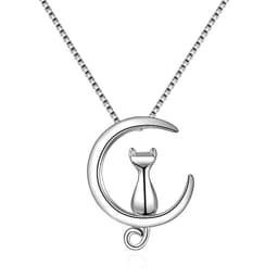 image-Japanese and Korean version of the gold-plated pet moon cat necklace female collarbone chain Sen simple personality jewelry