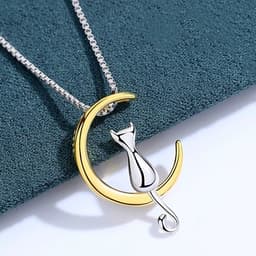 image-Japanese and Korean version of the gold-plated pet moon cat necklace female collarbone chain Sen simple personality jewelry