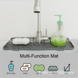 image-New cross-border kitchen faucet splash-proof silicone drain pad silicone sink drain pad drying pad kitchen storage