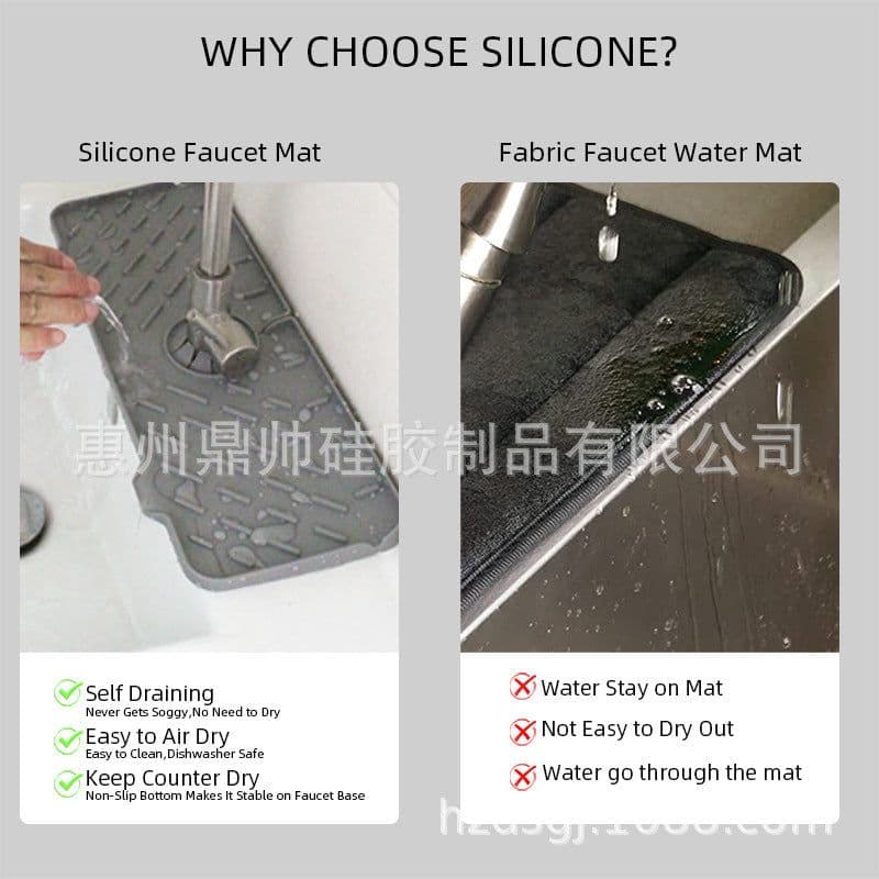 image-New cross-border kitchen faucet splash-proof silicone drain pad silicone sink drain pad drying pad kitchen storage