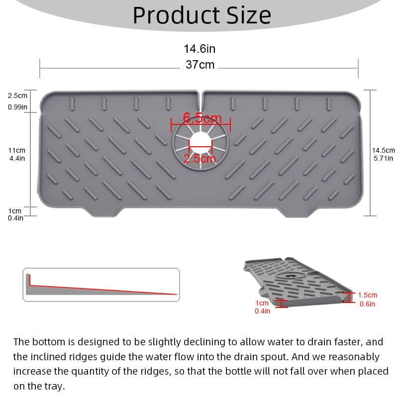 image-New cross-border kitchen faucet splash-proof silicone drain pad silicone sink drain pad drying pad kitchen storage