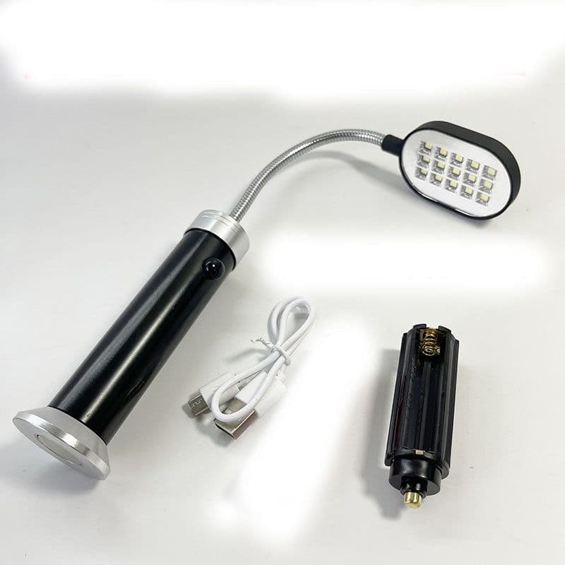 image-MOQ= 12 PCS Hose Flashlight Freely Bend Work Lamp Magnet 15LED SMD Repair Charging Small Desk Lamp