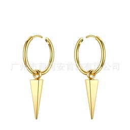 image-High Quality 18K Gold Plated Titanium Steel Pyramid Earrings E201154