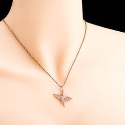 image-Jinao jewelry European and American new S925 silver angel wings solid pendant full of zircon hip-hop female necklace accessories