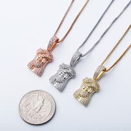 image-European and American hot style ladies 925 silver Jesus head pendant full of zircon hip hop women's personality necklace jewelry