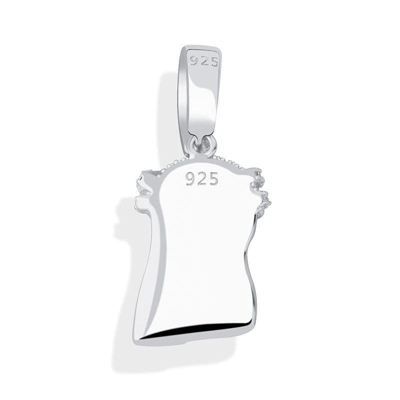 image-European and American hot style ladies 925 silver Jesus head pendant full of zircon hip hop women's personality necklace jewelry