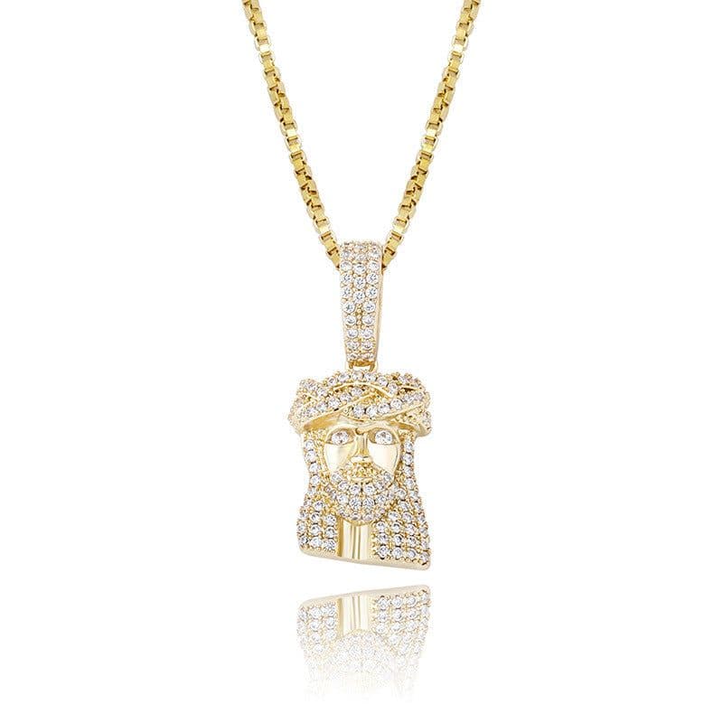 image-European and American hot style ladies 925 silver Jesus head pendant full of zircon hip hop women's personality necklace jewelry
