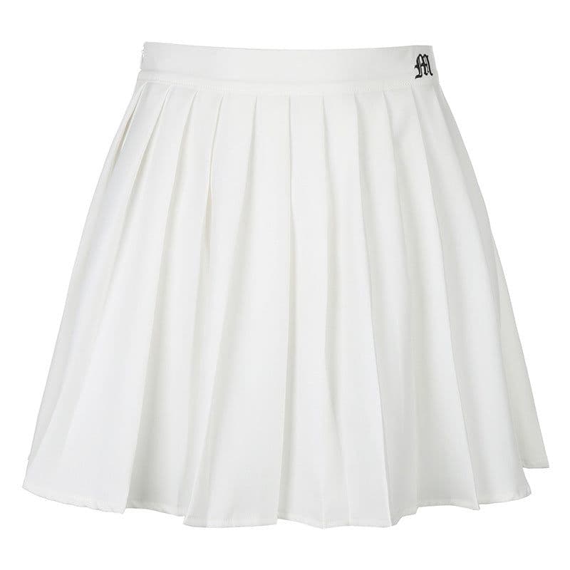 image-2021 summer European and American style foreign trade women's new style letter embroidery high waist thin pleated skirt casual skirt short skirt