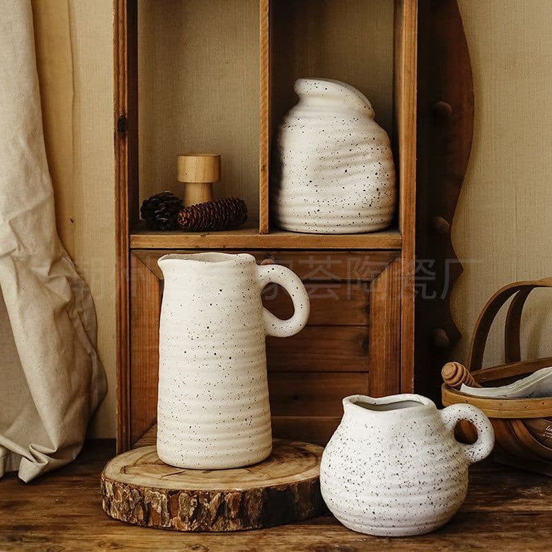 image-ins Nordic style ceramic vase decoration flower simple living room model room soft retro home decoration flower