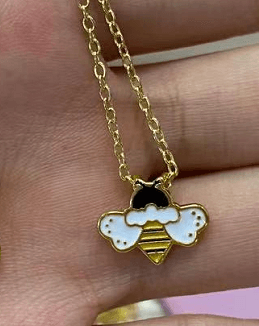 image-s925 sterling silver necklace wholesale Korean fashion cute dripping bee two-color atmospheric necklace set for women