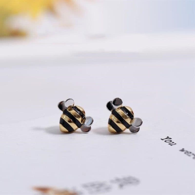 image-s925 sterling silver necklace wholesale Korean fashion cute dripping bee two-color atmospheric necklace set for women
