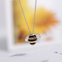 image-s925 sterling silver necklace wholesale Korean fashion cute dripping bee two-color atmospheric necklace set for women