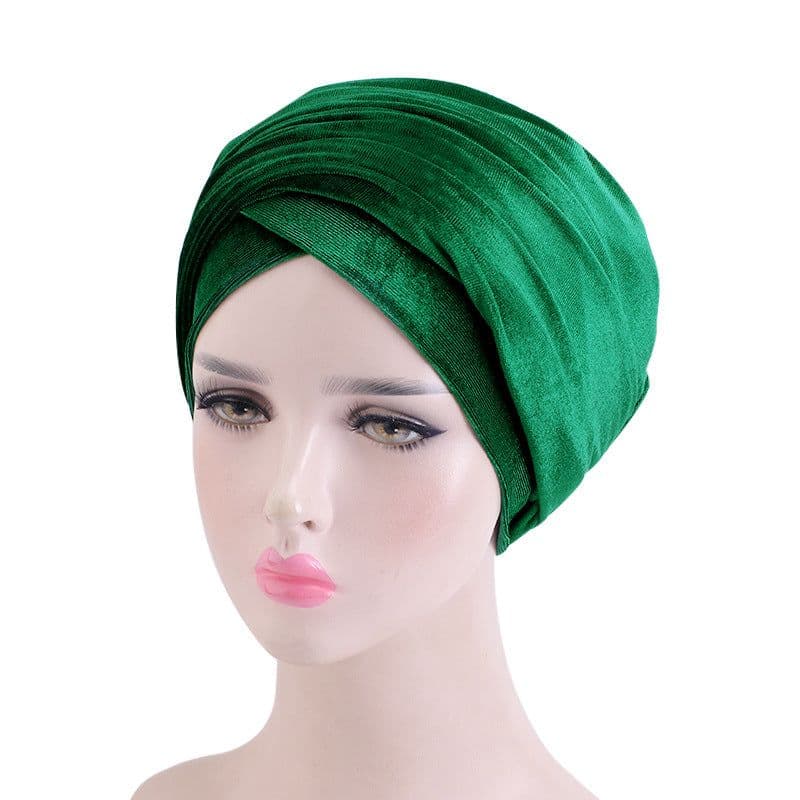 image-European and American popular velvet long-tail wrapped headscarf, multifunctional scarf hat, ladies headscarf hat TJM-38